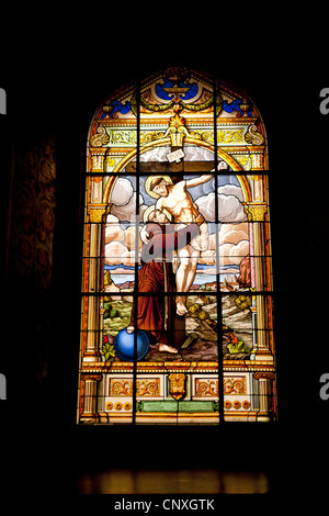 La fenêtre de l'église de la Cathédrale Métropolitaine Catedral Metropolitana dans la capitale San José, Costa Rica, Amérique Centrale Banque D'Images