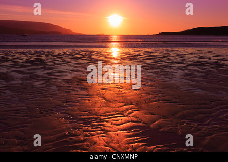 Coucher de soleil à la côte, Royaume-Uni, Ecosse, Balnakeil Bay Banque D'Images