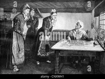 Altenoldenburg Fortune Teller, illustration historique, gravure sur bois, vers 1888 Banque D'Images