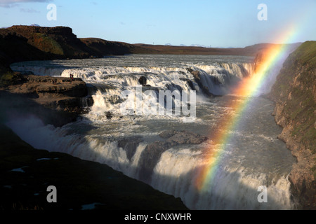 Cascade de Gullfoss avec rainbow, l'Islande, Gullfoss Banque D'Images