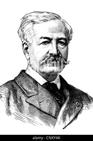 Ferdinand Marie Vicomte de Lesseps, 1805 - 1894, un diplomate français et entrepreneur, erector du Canal de Suez, en bois historique Banque D'Images