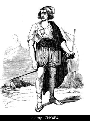 Tommaso Masaniello, Tommaso Aniello, 1620 - 1647, le principal leader de l'insurrection de Naples en 1647, historique de la gravure sur bois, Banque D'Images