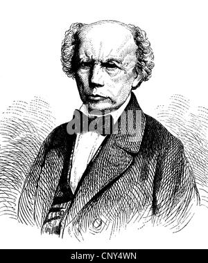 Johann Ludwig Uhland, 1787 - 1862, un poète allemand, érudit littéraire, avocat et homme politique, historique de la gravure sur bois, vers 1888 Banque D'Images