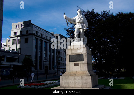 Statue du Capitaine Scott, Robert Falcon Scott dans le centre de Christchurch. Banque D'Images