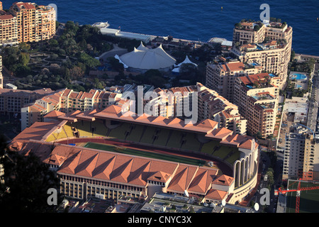 Vue de dessus de la Principauté de Monaco et le stade Louis II Banque D'Images