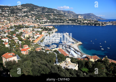 Vue aérienne de Villefranche sur mer avec le port de la Darse' Banque D'Images