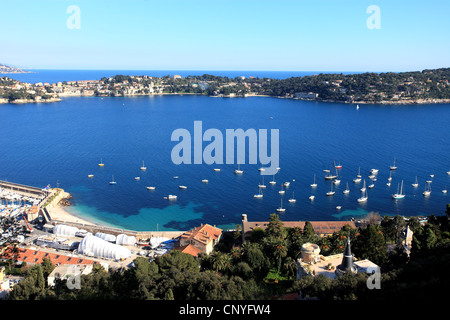 Vue aérienne de Villefranche sur mer et le Cap Ferrat Banque D'Images