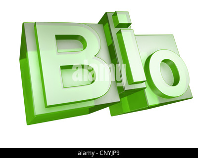 Le mot bio en vert 3D lettres sur fond blanc - das Wort Bio aus gruenen 3D Buchstaben mit weißem Hintergrund Banque D'Images