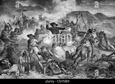 Le général Custer's lutte à mort. La bataille de Little Big Horn le 25 juin à 26, 1876. Banque D'Images