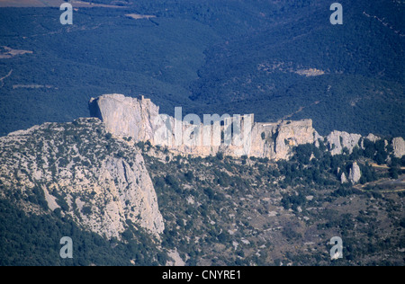 Le château de Peyrepertuse, Aude, Languedoc-Roussillon, France Banque D'Images