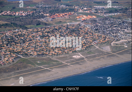 Torreilles plage village et plage , Pyrénées-orientales, Languedoc-Roussillon, France Banque D'Images