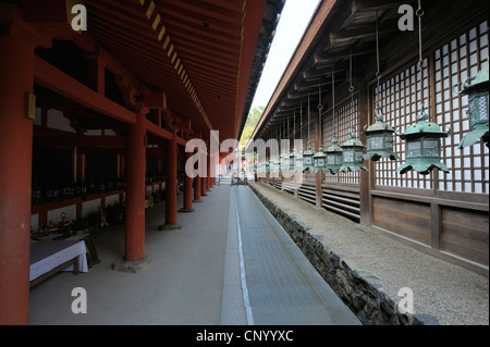 Temple de lanternes de toit, Nara, Japon Banque D'Images
