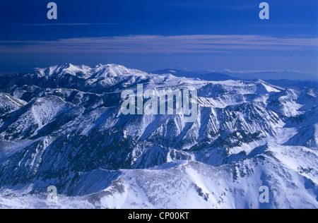 Mont Puigmal, SE de Bourg Madame, retour Canigou pic, Pyrénées-Orientales, Languedoc-Roussillon, France Banque D'Images