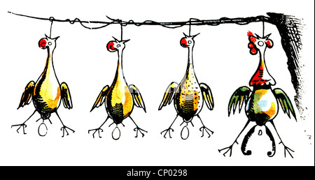 La littérature, Wilhelm Busch, max et Moritz' - premier truc, les poulets, illustration par W. Busch (1832 - 1908), auteur de l'artiste , n'a pas à être effacée Banque D'Images