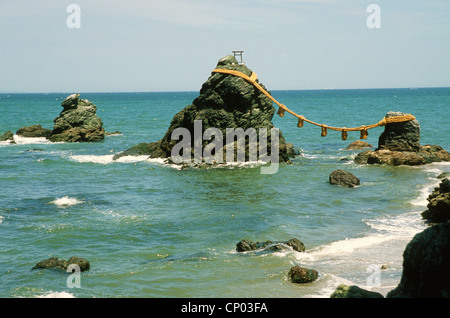 Le Japon, Kansai, Futami, d'Ise-Shima, Wedded Rocks, Meoto-Iwa, Banque D'Images