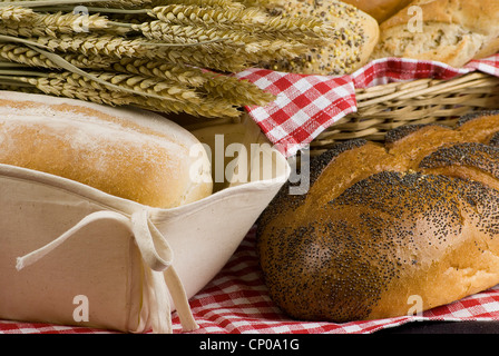 Variété de pain dans des corbeilles Banque D'Images
