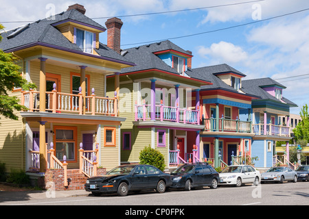 Maisons colorées, Portland Banque D'Images