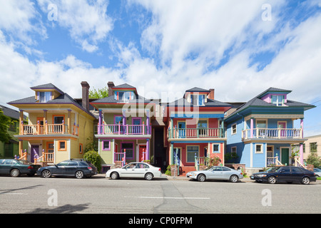 Maisons colorées, Portland Banque D'Images