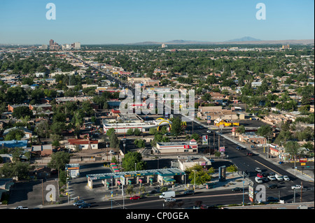 Albuquerque vue d'un ballon à air chaud. Nouveau Mexique USA Banque D'Images