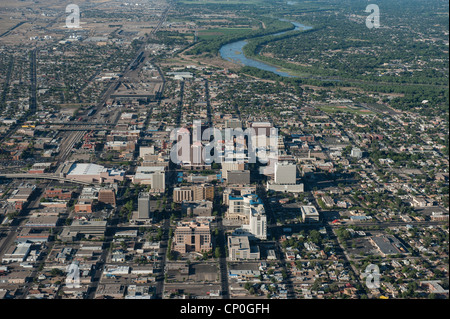 Albuquerque vue d'un ballon à air chaud. nouveau mexique usa Banque D'Images