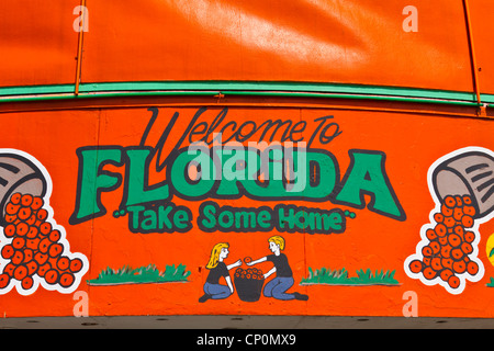 Bienvenue à un signe de la Floride à Orange World à Kissimmee, Floride, USA. Banque D'Images