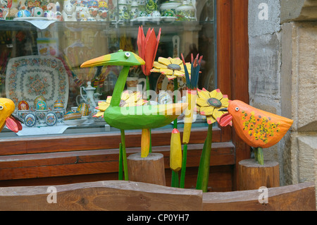 Vitrine d'art populaire à Cracovie, Pologne. Banque D'Images