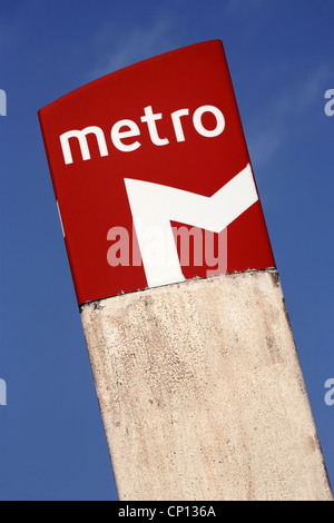 Metro Sign, Lisbonne, Portugal Banque D'Images