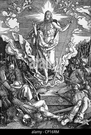 La religion, le christianisme, Jésus Christ, de la résurrection, "La résurrection de Jésus Christ', 'La Passion', gravure sur bois par Albrecht Dürer, 1510, l'artiste n'a pas d'auteur pour être effacé Banque D'Images