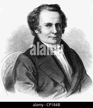 Immermann, Karl Leberecht, 24.2.1796 - 25.8.1840, auteur / écrivain allemand (poète), portrait, gravure de bois après dessin de Karl Friedrich Lessing, 1831, Banque D'Images