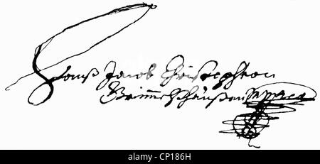 Grimmelshausen, Hans Jakob Christoffel von, UM 1622 - 17.8.1676, auteur / écrivain allemand, sa signature, Banque D'Images