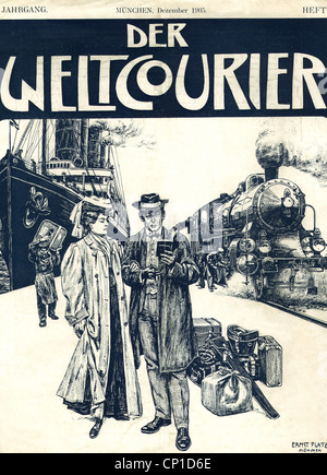 tourisme, photo de couverture de 'Der Weltkurier', illustration d'Ernst Platz, Munich, 1905, droits supplémentaires-Clearences-non disponible Banque D'Images