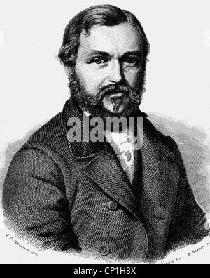 Barth, Heinrich, 16.2.1821 - 25.11.1865, explorateur allemand, portrait, gravure en bois, XIXe siècle, Banque D'Images