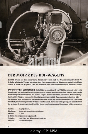 Nazisme / National socialisme, organisations, Kraft durch Freude ('force à travers la joie', KDF), KDF car, Volkswagen, brochure, 1938, intérieur, droits additionnels-Clearences-non disponible Banque D'Images