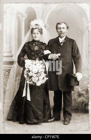 Personnes, mariage, couple de mariage, carte de cabinet, vers 1900, droits supplémentaires-Clearences-non disponible Banque D'Images