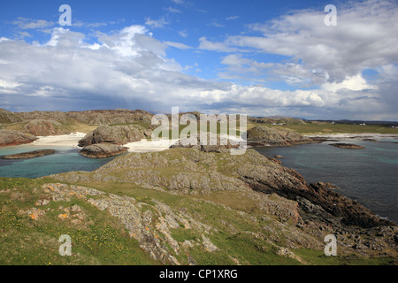 Plages de sable blanc de l'interdiction du port de l'île d'Iona en Ecosse Eilean pris forme Didil Banque D'Images