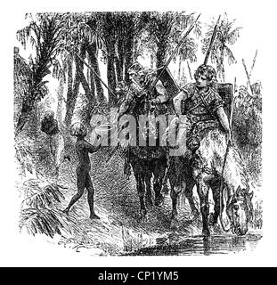 Monde antique, période de migration, les Vandales en Afrique du Nord, 429, gravure de bois, 1882, Empire romain, peuple germanique, Germanique, conquête, conqering, 5e siècle, historique, historique, monde antique, droits additionnels-Clearences-non disponible Banque D'Images