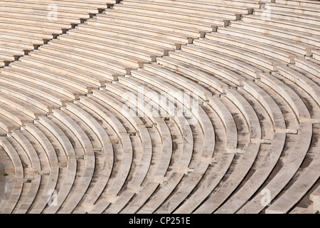 Détail les stands des stade Panathénaïque, également connu sous le nom de Kallimarmaro. Athènes, Grèce. Banque D'Images