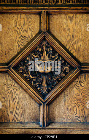 La porte d'Aslan. Face Lion sculpture de porte. Brasenose College, Oxford, Oxfordshire, Angleterre Banque D'Images