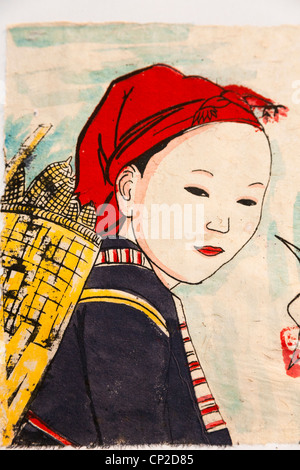 Peinture d'une jeune vietnamienne, Vietnam Banque D'Images