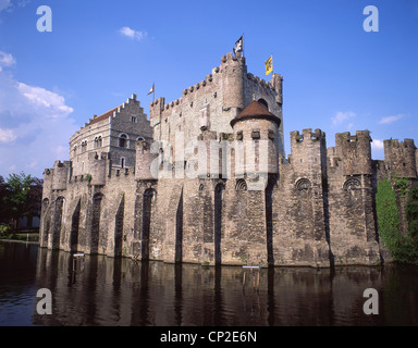 Le château médiéval de Gravensteen, Gand (Gand), province de Flandre orientale, Royaume de Belgique Banque D'Images