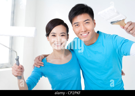 Heureux couple painting Banque D'Images