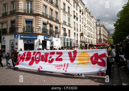 Paris, France - indignés protester contre l'élection présidentielle française. Banque D'Images