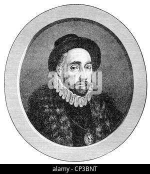 Portrait de Michel Eyquem de Montaigne, 1533 - 1592, un homme politique, philosophe et pionnier de l'écriture d'essai, Banque D'Images