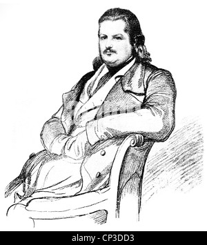 Honoré de Balzac, 1799 - 1850, un écrivain français, Historische Druck aus dem 19. Jahrhundert, Portrait von Honoré de Balzac, 1799 - Banque D'Images