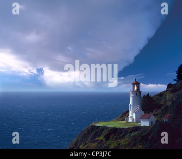 Photo aérienne du phare de Heceta Head, côte de l'Oregon, USA Banque D'Images