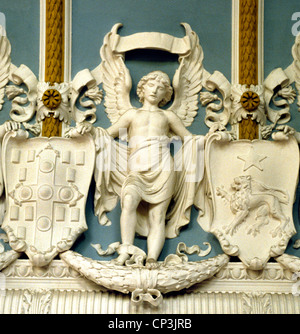 St Botolphs, Aldgate. Les anges au plafond en plâtre sculpté, Victorian London England UK English sculptures sculpture église églises Banque D'Images