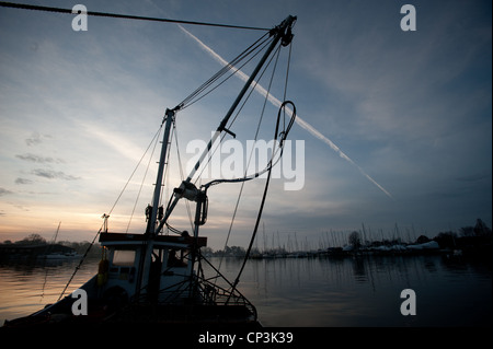 Bateaux marins amarré à l'embouchure de la baie de Chesapeake, à Patuxent river Banque D'Images