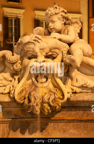 Rome - Piazza Navona - détail de Fontaine de Neptune (1574) créé par Giacomo della Porta Banque D'Images