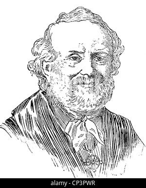 Weber, Wilhelm Eduard, 24.10.1804 - 23.6.1891, physicien allemand, professeur à Goettingen 1831 - 1837, portrait, menuiserie, publié en 1899, Banque D'Images