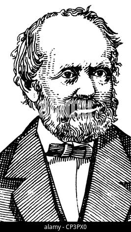 Weber, Wilhelm Eduard, 24.10.1804 - 23.6.1891, physicien allemand, professeur à Goettingen 1831 - 1837, portrait, coupe de bois, Banque D'Images